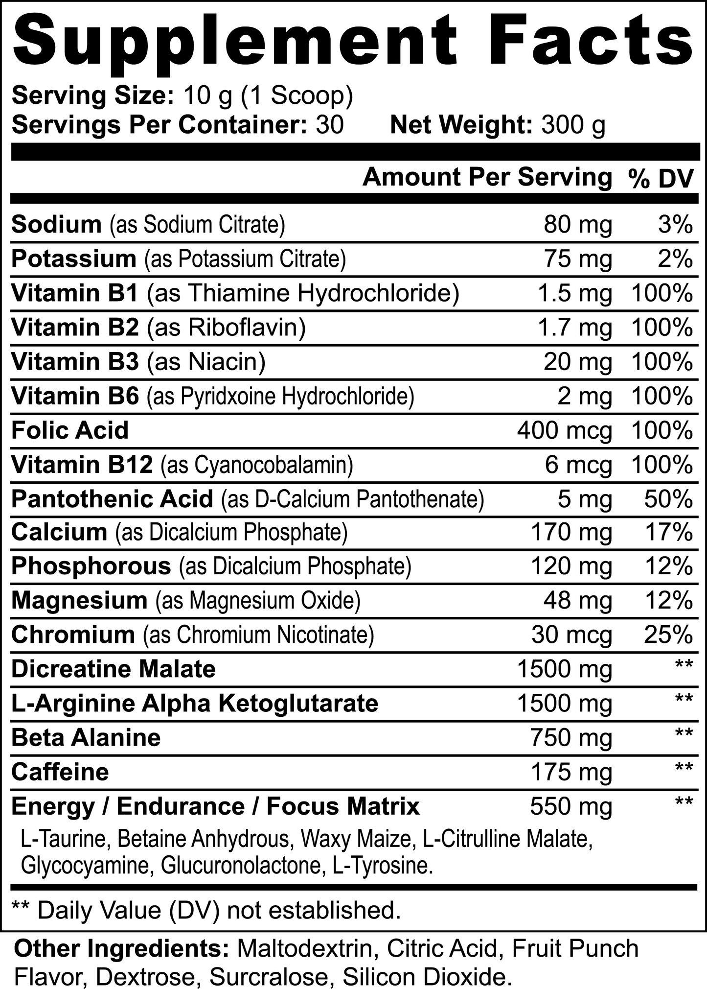 Polvo de  Pre-Entrenamiento Nitric Shock (Ponche de Frutas)